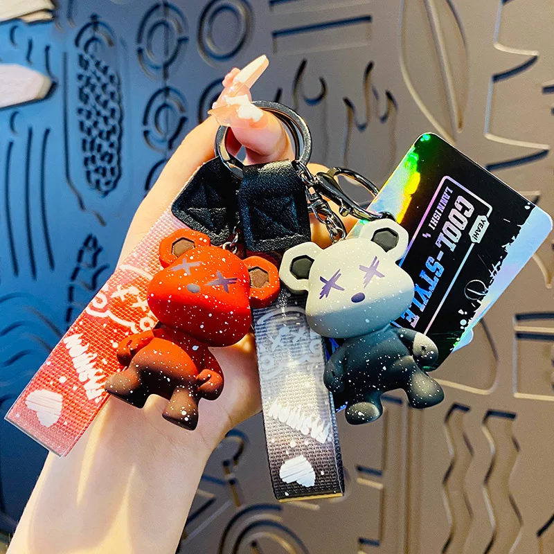 

Оригинальный брелок с градиентным медведем в коробке для мужчин и женщин парная Подвеска для сумки автомобильный брелок для ключей аксессу...