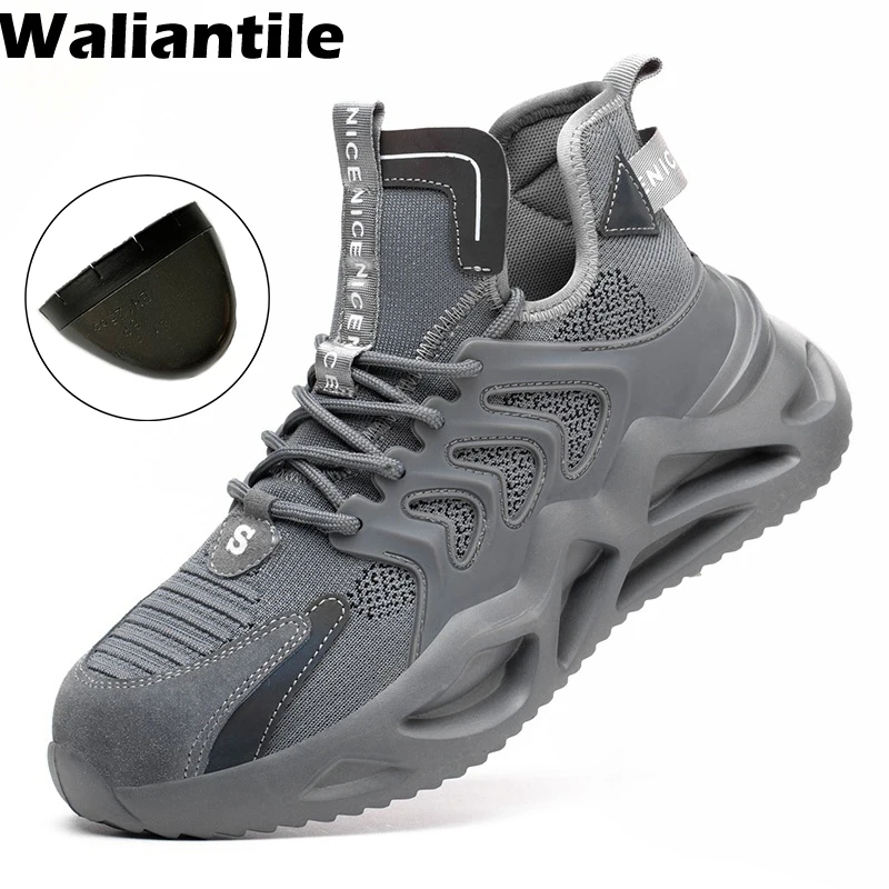 

Waliantile Puncture Proof Men's Safety Boots Anti-smashing Industrial Work Shoes Footwear Male Breathable Steel Toe Sneakers Man