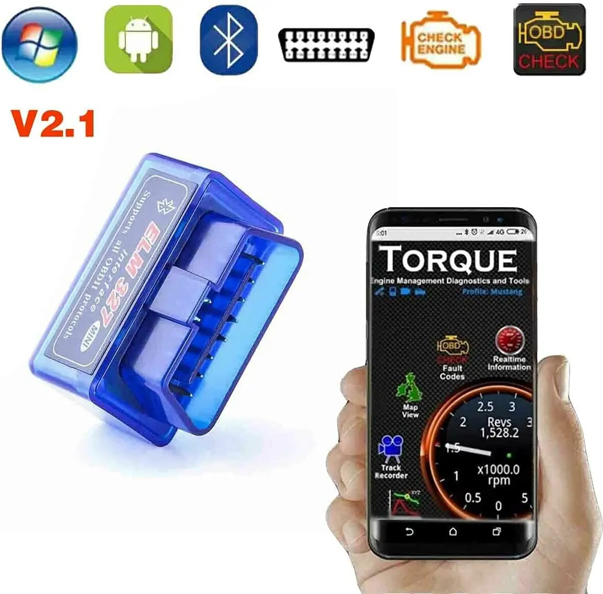 

ELM327 OBD2 Professional Bluetooth Scan Tool and Code Reader for Android V2.1 Interface OBDII OBD2