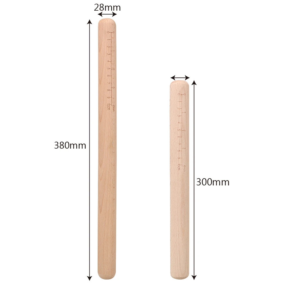 Non-stick Cookies Biscuit Baking Tool Bakeware 38cm/30cm Wooden Rolling Pin With Scale Noodle Pizza Cake Dough Pastry Roller |