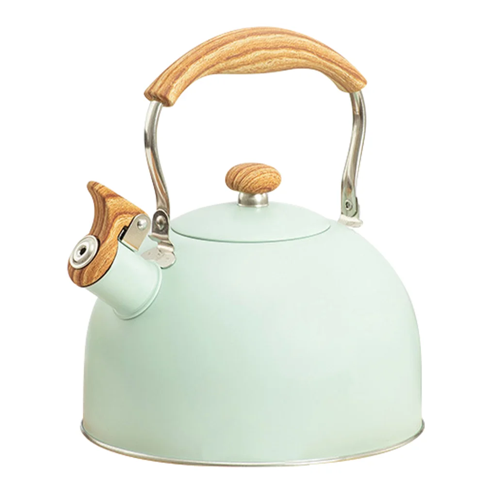 Cheap غلاية Stovetop إبريق الشاي الفولاذ المقاوم للصدأ صافرة موقد الشاي جهاز استشعار مياه الغلاية المغلي غلاية الشاي التعامل مع وعاء خشبي المنزلية