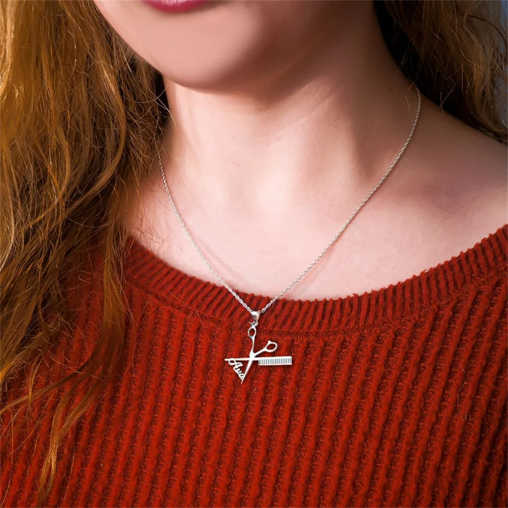 Новые модные парикмахерские инструменты ножницы расческа подвеска ожерелья на