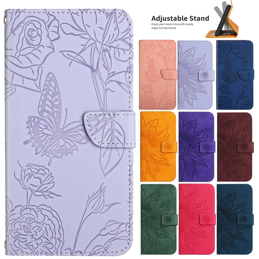 

Wallet Phone Case for Samsung Galaxy A23 A22 A21S A20S A20E A23E M23 Cases Sunflower Butterfly Flip Leather Back Cover Card Bag