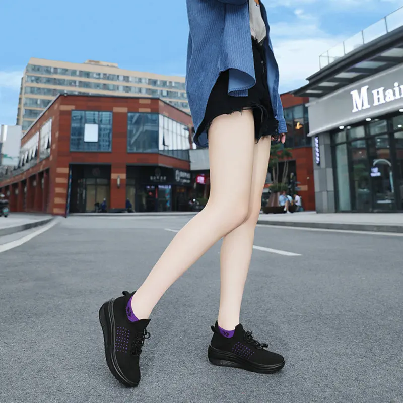 Women's Walking Shoes Fashion Sock Sneakers Breathe Comfortable Nursing Shoe Casual Platform Loafers Non-Slip Style Zapatos De M