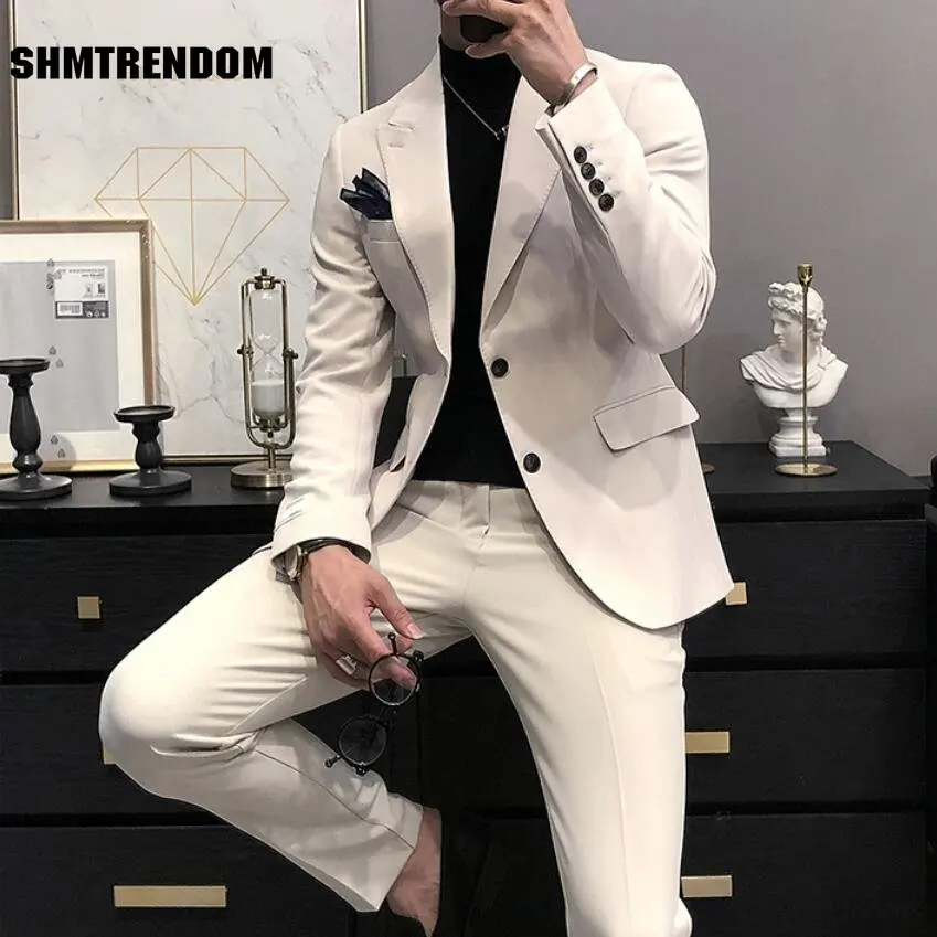 

New British Wind Male Slim Fit Casual Tuxedo Tails Casual Business Blazers Mens Suits Groom Wedding Mens Formal Social Suits