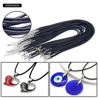 50pcs handmade leather adjustable braided rope necklace pendant charms findings lobster clasp string cord for diy jewelry making