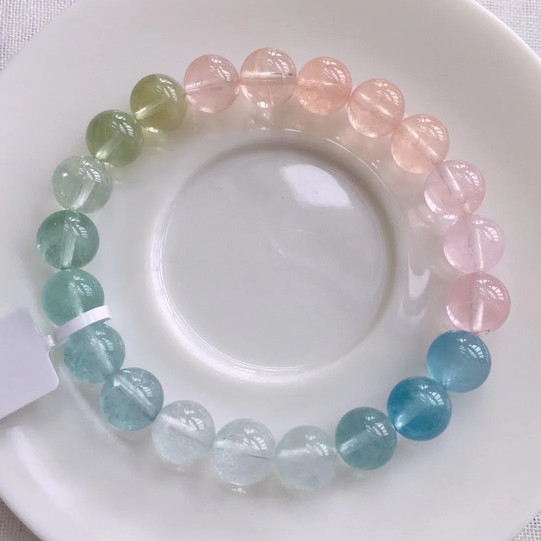 

9mm Natural Beryl Morganite Bracelet Jewelry For Women Men Healing Wealth Reiki Gift Energy Crystal Beads Stone Strands AAAAA