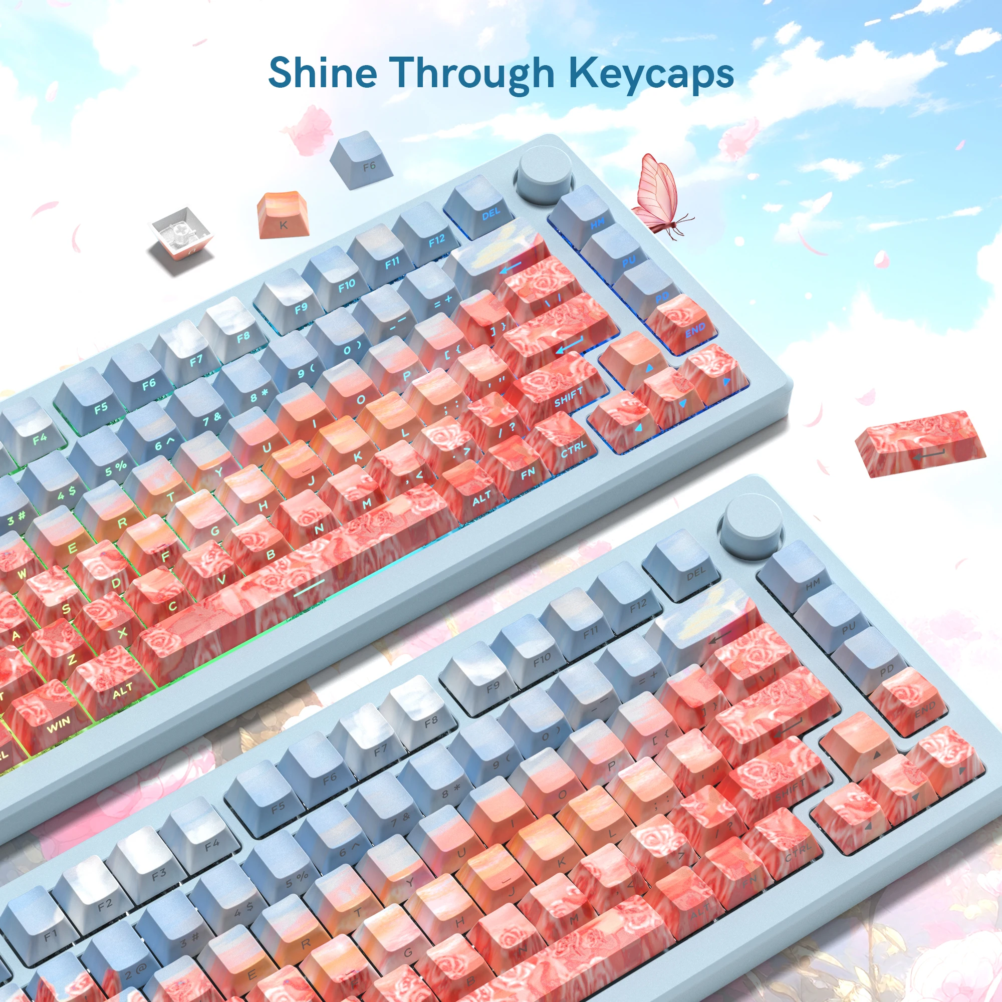 Womier 130 клавиш Sunset Rose PBT Keycaps Cherry Profile для механической клавиатуры