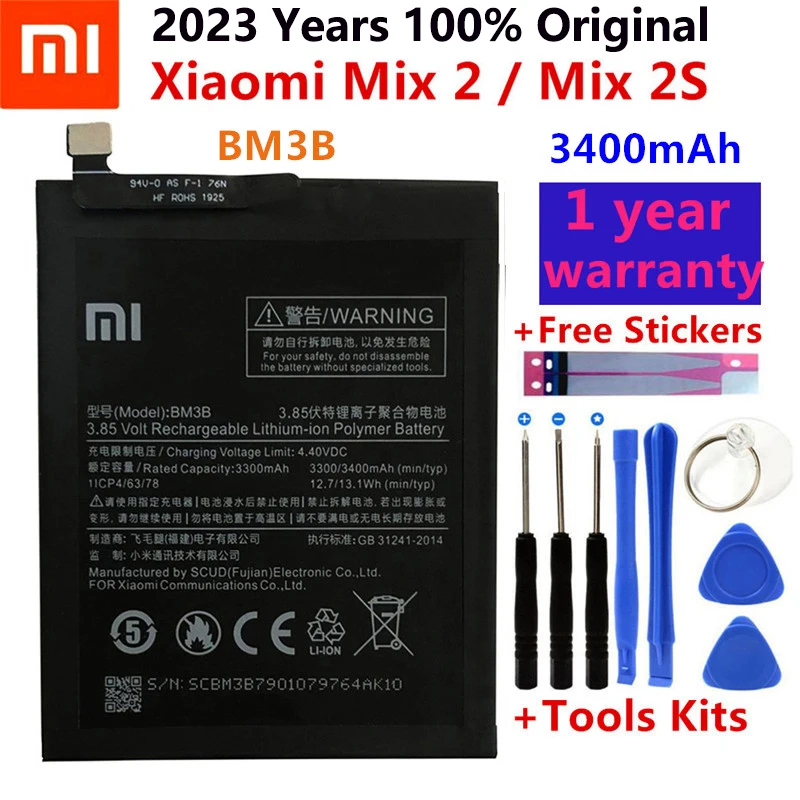 

Original Xiao Mi Original Replacement Battery BM3B For Xiaomi MIX 2 2S MIX2 S 3400mAh High Capacity Phone Batteries Free Tools