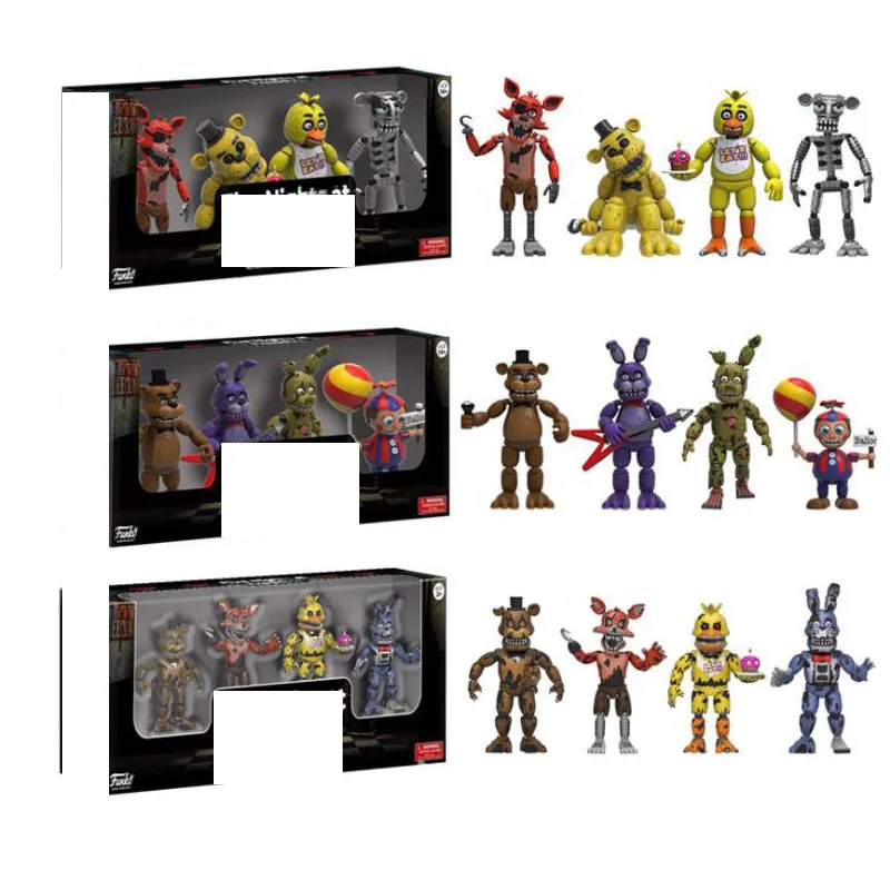 

1/4pcs New Toys 5 Fnaf At Five Nights Security Breach Action Figures Bonnie Foxy Fazbear Bear Doll Model Kid Toy Birthday Gifts