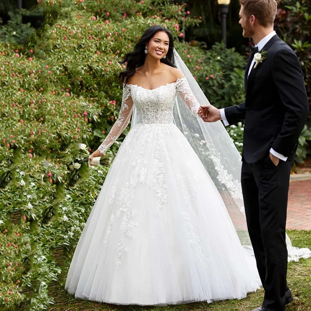 

Женское свадебное платье It's yiiya, белое кружевное платье с открытыми плечами и длинным рукавом на лето 2019