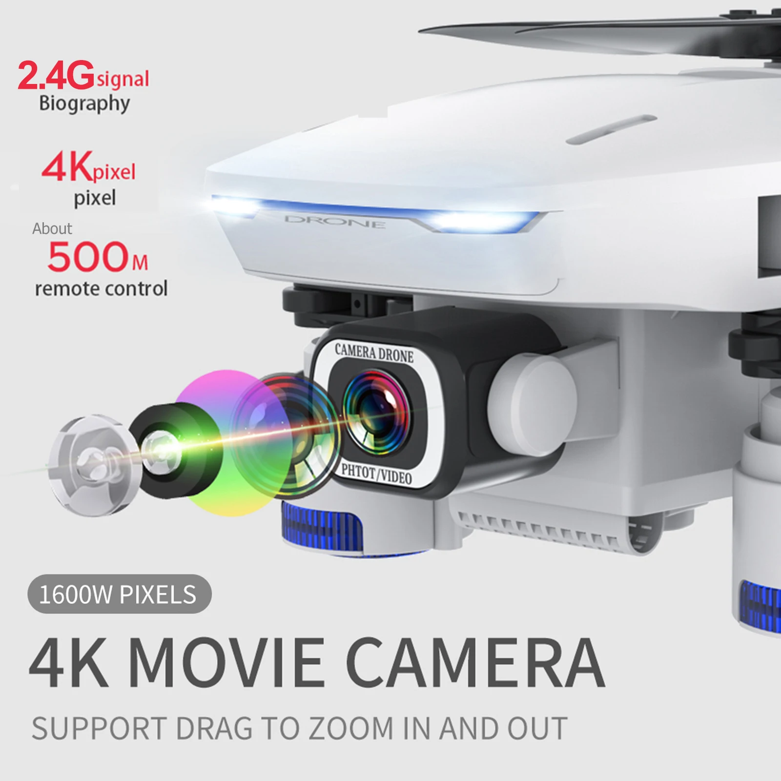 

S162 GPS Drone with 4K HD Dual Camera for Adults 5G FPV RC Quadcopters Headless Mode Single Battery 16 Minutes Flight Time