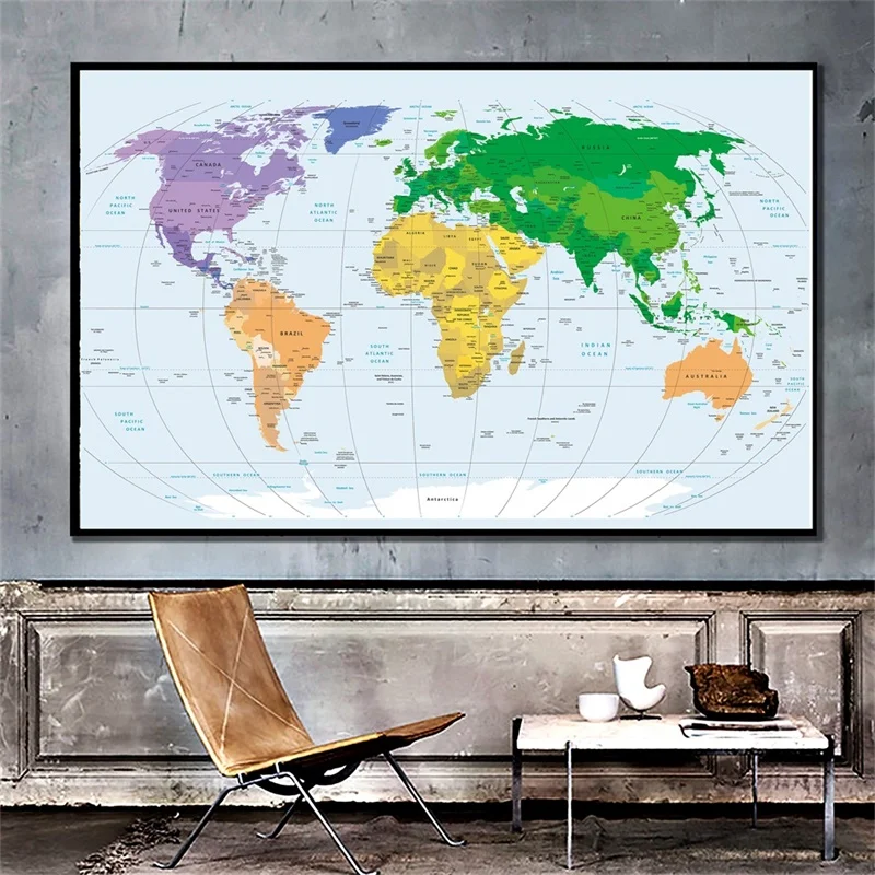 

The World Map 90*60cm Wall Art Picture Unframed Poster and Prints Decorative Canvas Painting Home Decoration Office Supplies