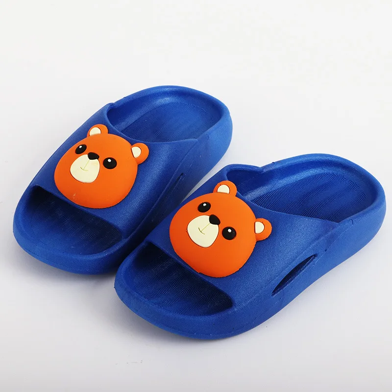 Boys Home Slippers Cartoon Bear Bathroom Non-slip Indoor Slippers Kids House Shoes Summer Girls Outdoor Cute Slippers Pantunflas