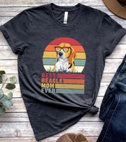 best beagle mom ever shirt vintage retro dog lover gift 100 cotton short sleeve 100 cotton top tee funny unisex drop shipping