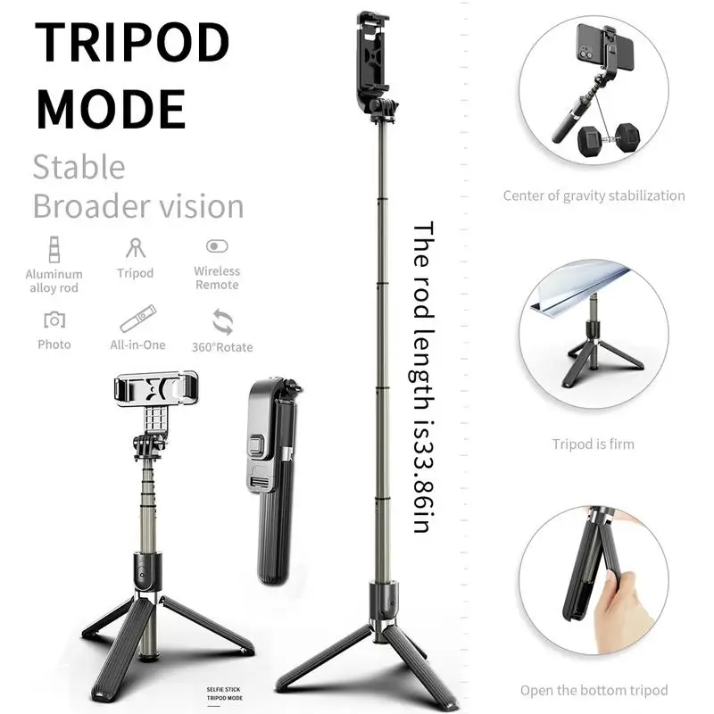 

Portable Tripod Selfie Stick For Mobile Phone Photo Taking Live Broadcast Chargable Remote Control Tripod Stand Pole