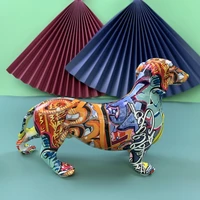 modern creative painted colorful dachshund dog decoration home wine cabinet office decoration desktop decoration crafts