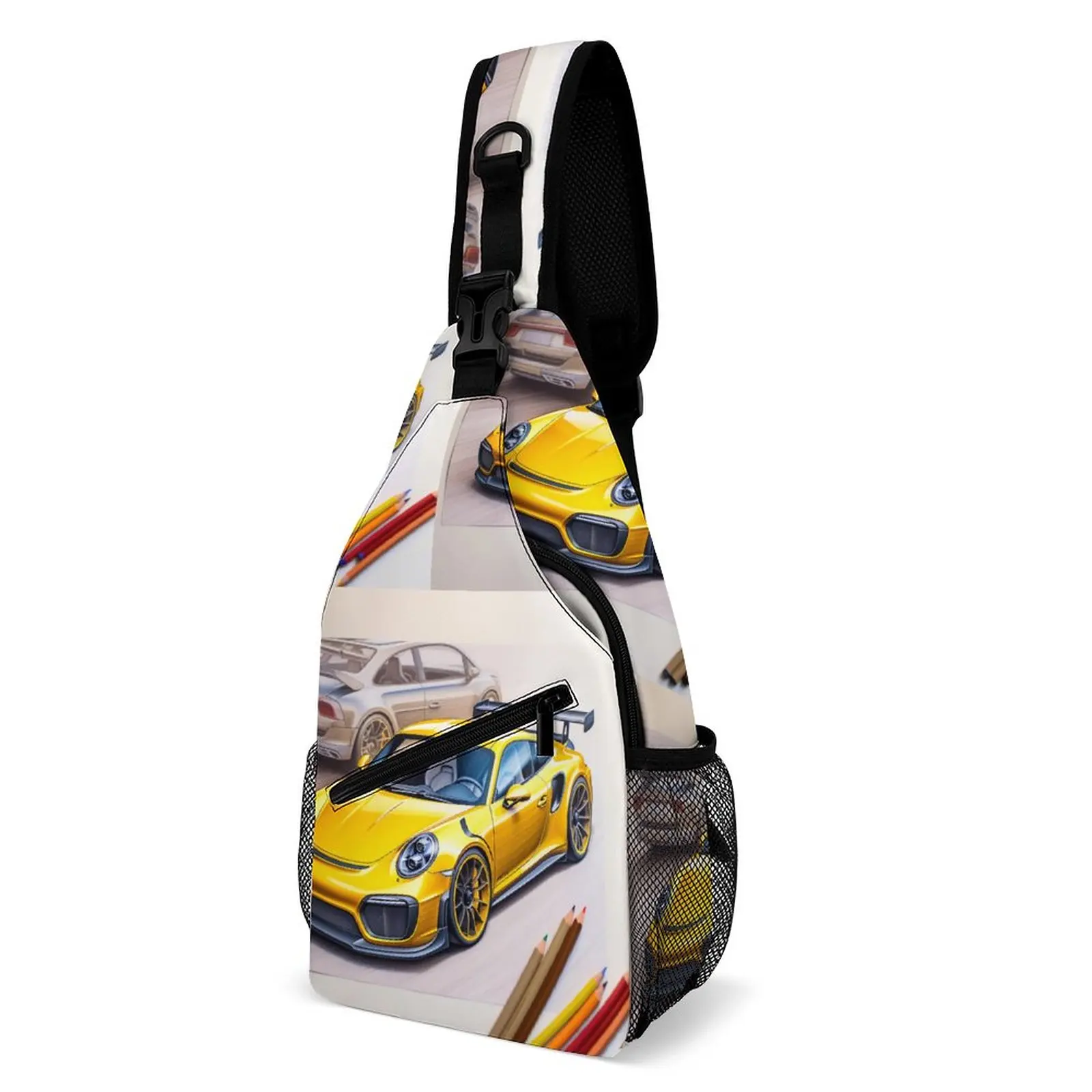 

Classic Sports Car Chest Bags Unisex Cartoon Pencil Art Hiking Shoulder Bag Graphic Design Small Bag School Fishing Sling Bags