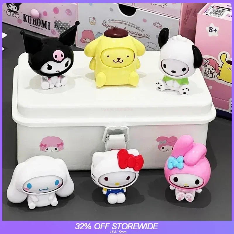 Фигурки для смены лица слепая коробка Hello Kitty My Melody Kuromi Cinnamoroll Pochacco помпон PurinToys