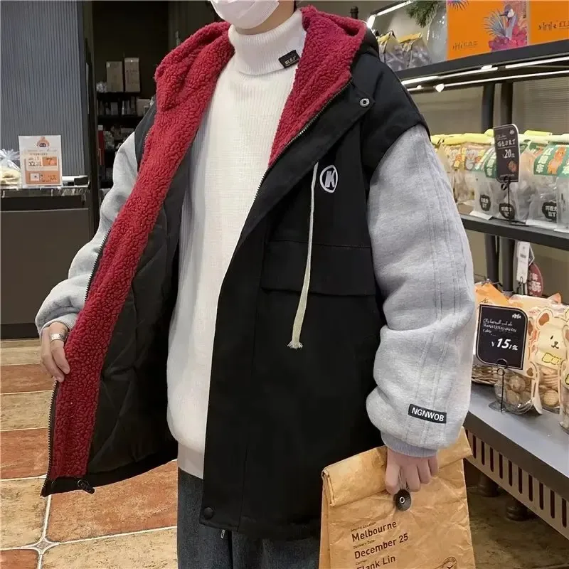 Мужская утолщенная хлопковая куртка зимняя иллюзия с капюшоном спецодежда