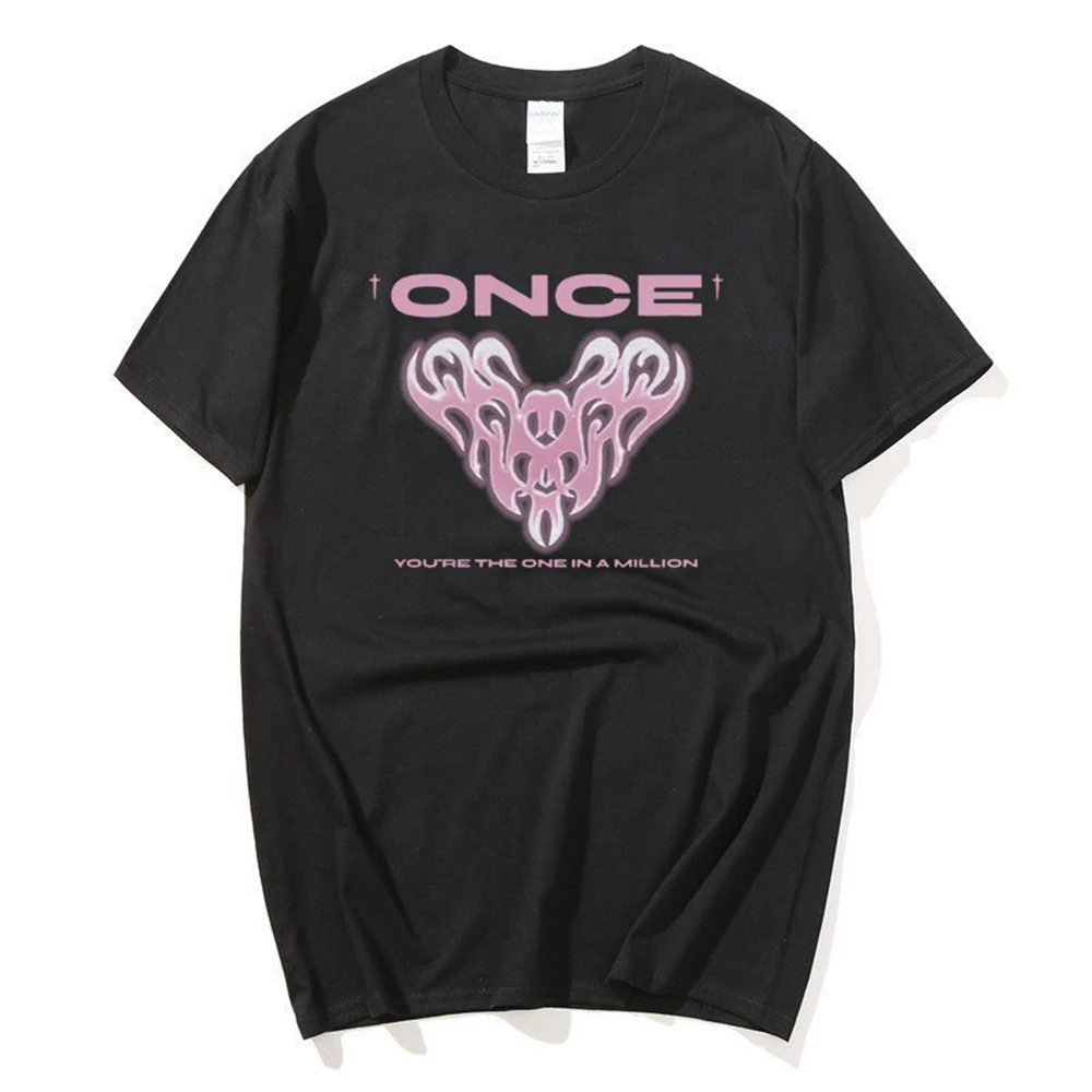 

Женская футболка в стиле Харадзюку, летний Повседневный хлопковый топ в стиле K-POP с надписью ONCE Love, топ с круглым вырезом и принтом, уличная одежда, Y2K, женская футболка