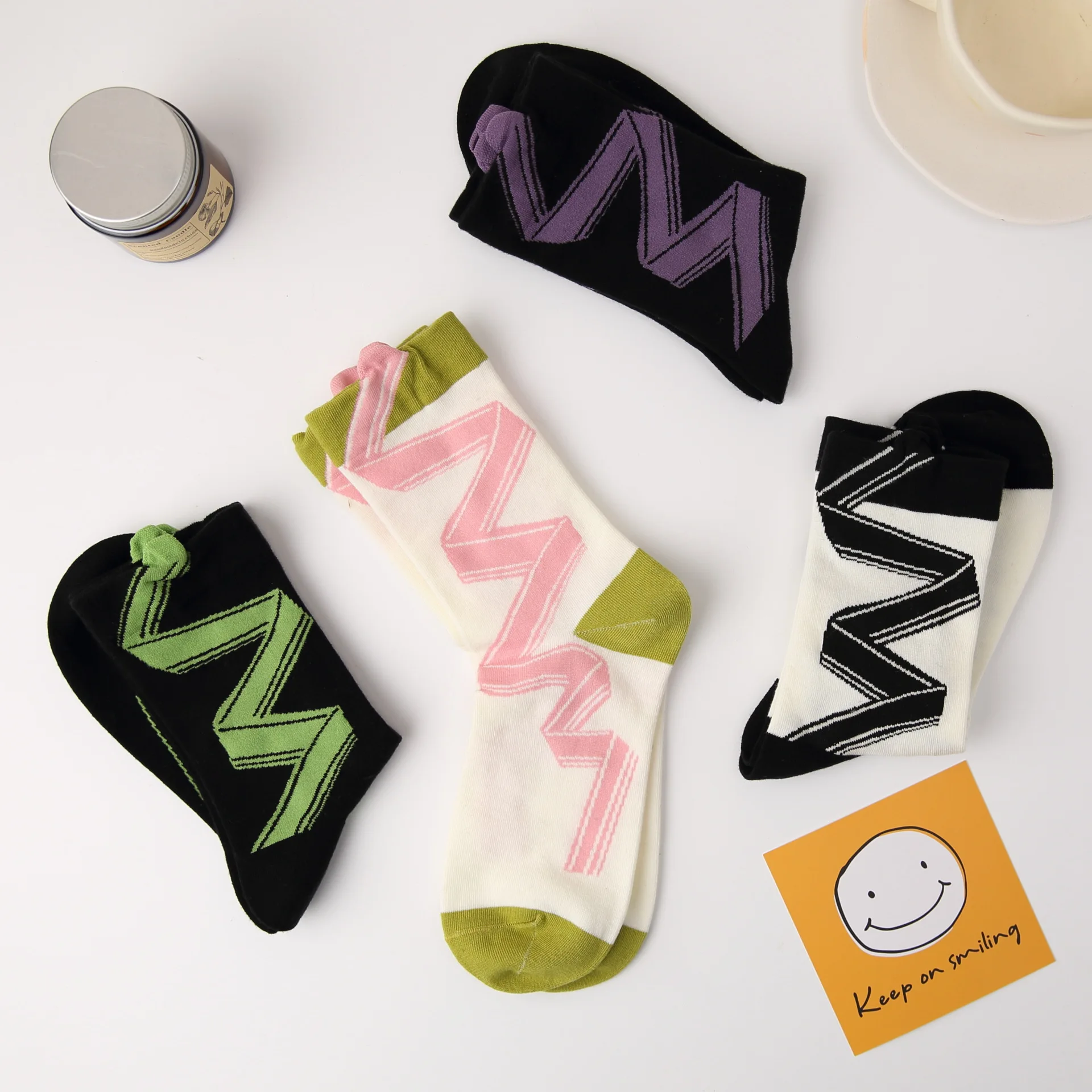 10PAIRS Three-Dimensional Striped Socks Women's Socks Abstract Curve Bar Tube Socks Ribbon Tube Socks