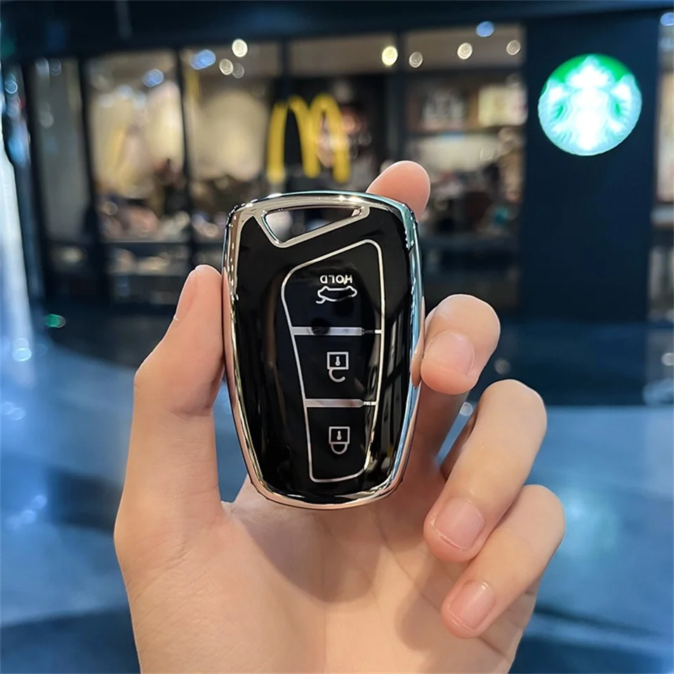 

Чехол для ключа Hyundai Grand Santa Fe IX45 GENESIS EQUUS AZERA 2013 2014 2015 2016, аксессуары, брелок из углеродного волокна