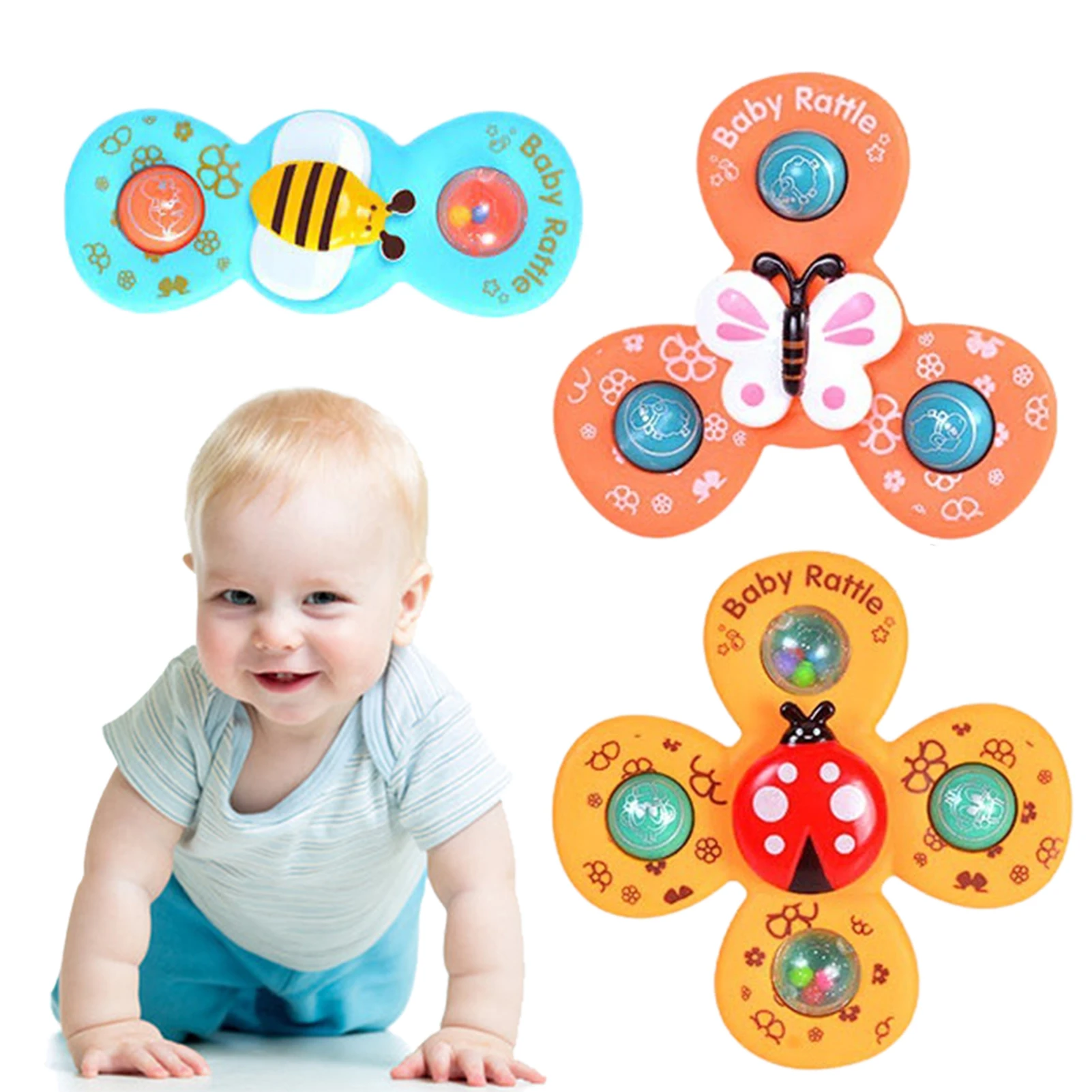 

Spinning Tops With Suction 3 Pcs Spinning Sensory Learning Toys For Toddlers 1-3 Spinner Toys For Babies Suction Baby Toys