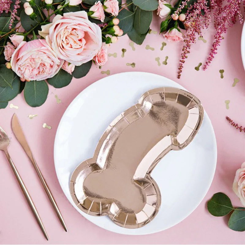 

8pcs Rose Gold Bachelorette Party Plates Bride To Be Bachelor Party DIY Bridal Shower Rose Fower Miss To Mrs Hen Parti Supplies