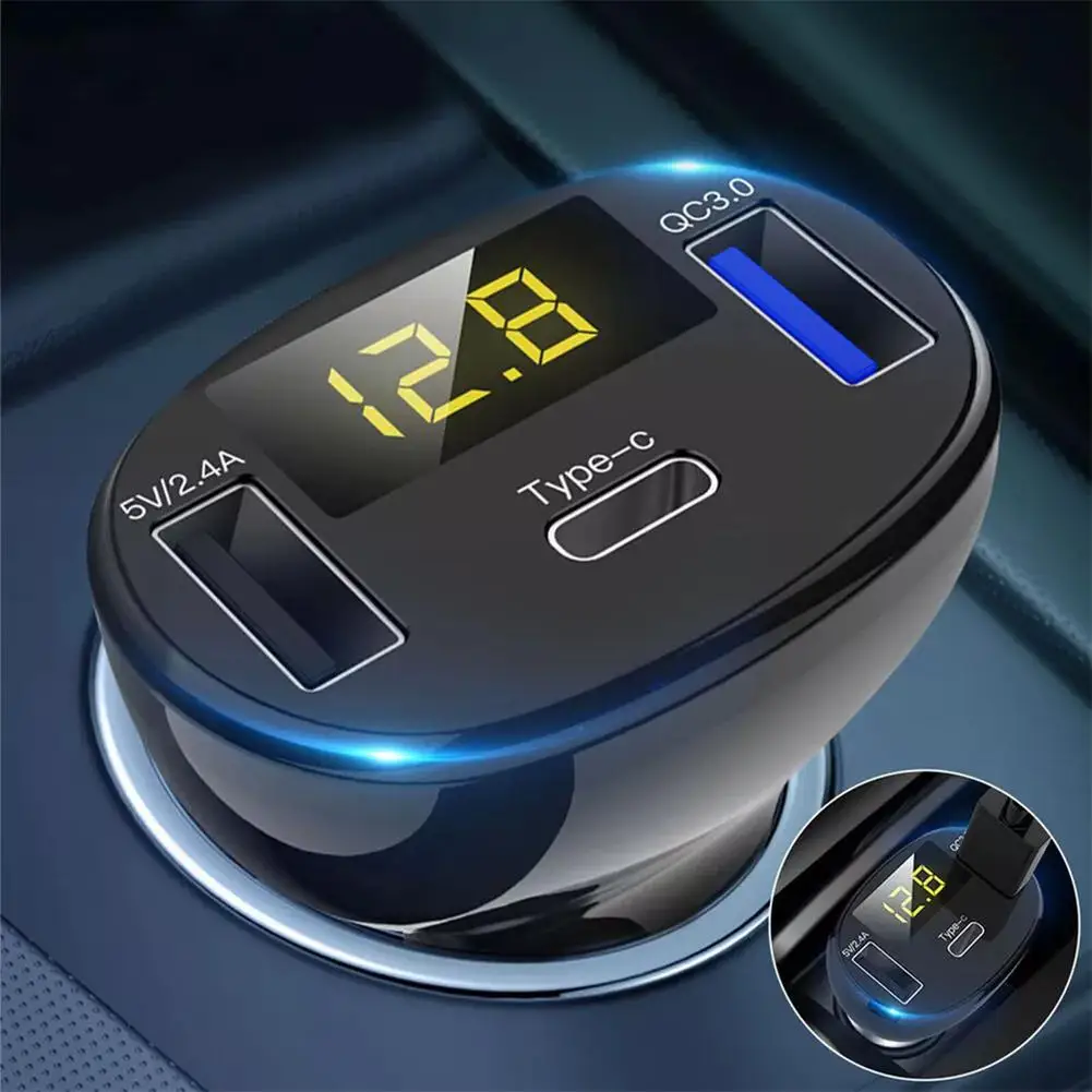 QC3.0 QC DC 12V Dual USB Type C Цифровой дисплей PD Тип Multi Volt Измеритель напряжения Зарядное