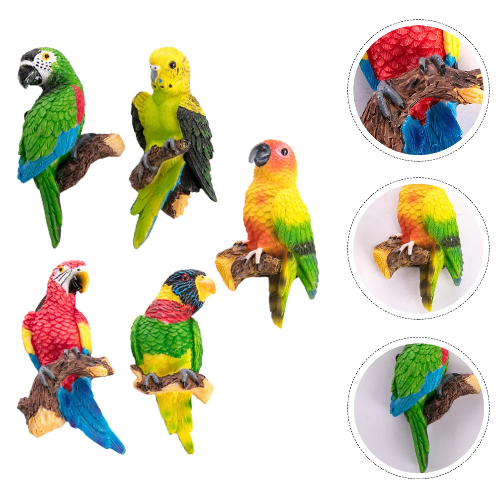 

5 Pcs Parrot Fridge Magnet Home Magnets Animal Stickers Kids Baby Birds Magnetic Pattern Refrigerator Cartoon Glass