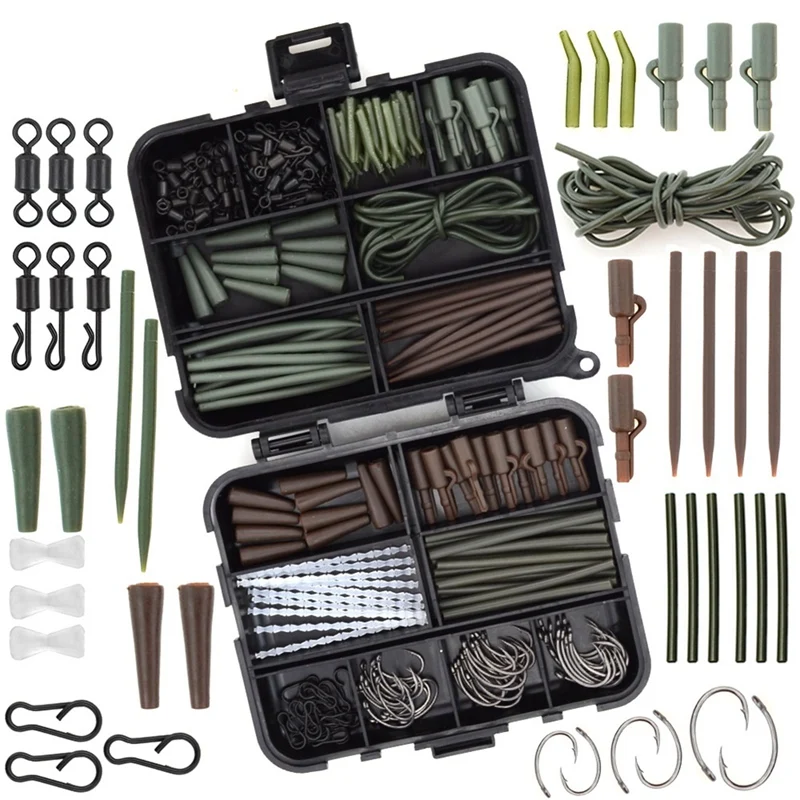 

Carp Fishing Tackle Kit In Box Fishing Swivels Snaps Quick Change Swivels Rig Safety Lead Clips Anti Tangle Sleeve