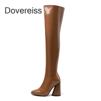 dovereiss fashion womens shoes brown winter pointed toe sexy elegant over the knee boots concise mature big size42 42 43 44 45