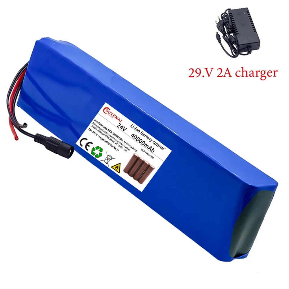 

New 7S4P 24v 10Ah Liion Battery Pack 29.4v 10Ah Electric Bicycle Motor Ebike Scooter 18650 Lithium Batteries With BMS+ Charger