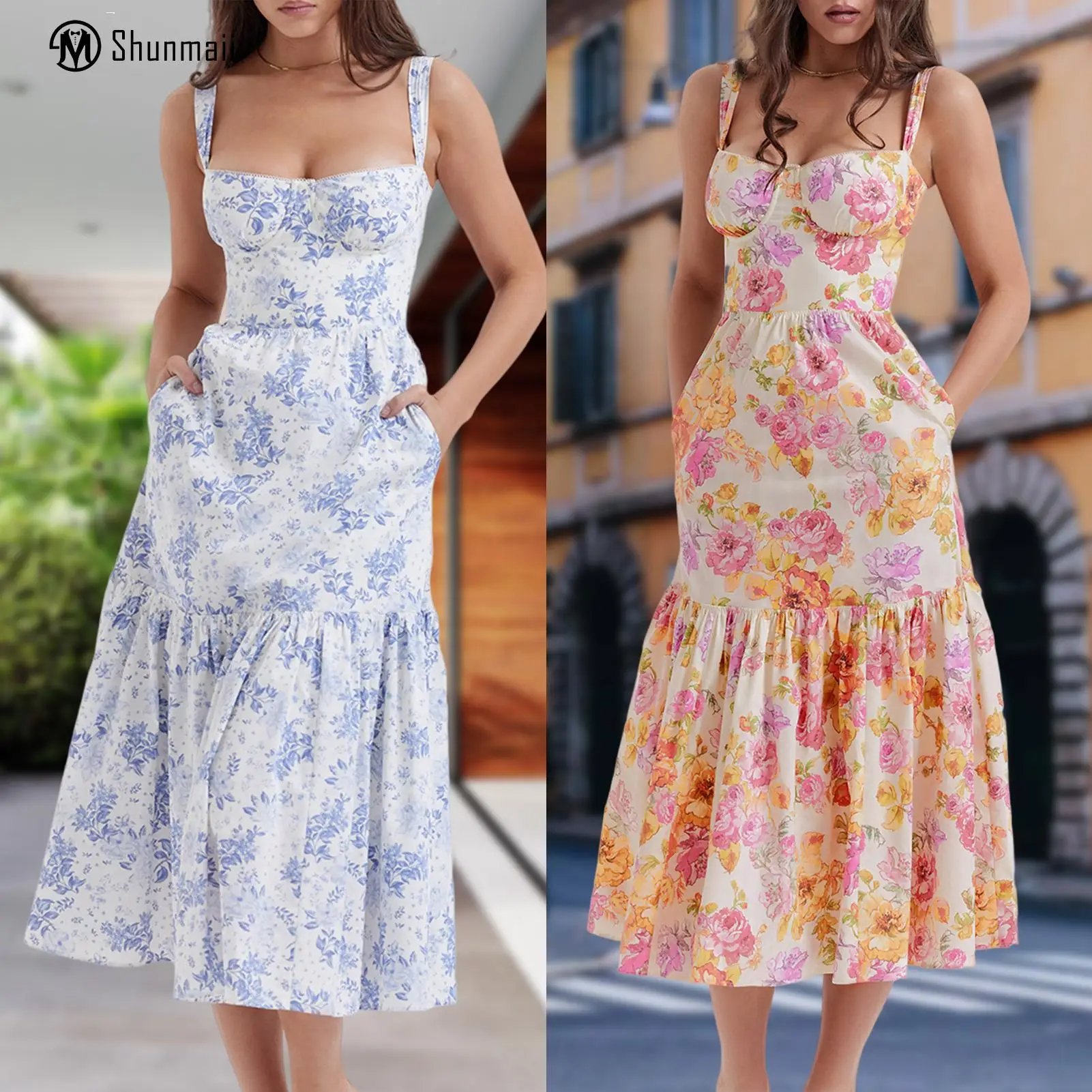 

Платье женское облегающее эластичное с разрезом и открытой спиной, элегантный пляжный праздничный сарафан с цветочным принтом для отпуска, на лето