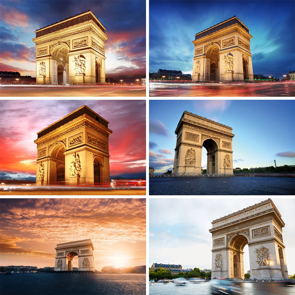 Фон для фотосъемки с изображением арки Парижа Франции и европейской архитектуры