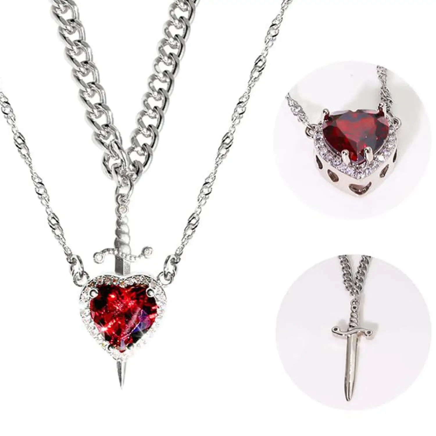 2025 комплект ожерелья с подвеской в форме сердца для пары украшение любви модное