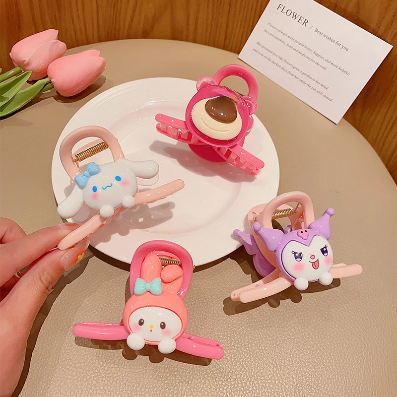 Kawaii Sanrio игрушка заколка для волос Kuromi My melody Cinnamoroll милая в виде акулы подвижная