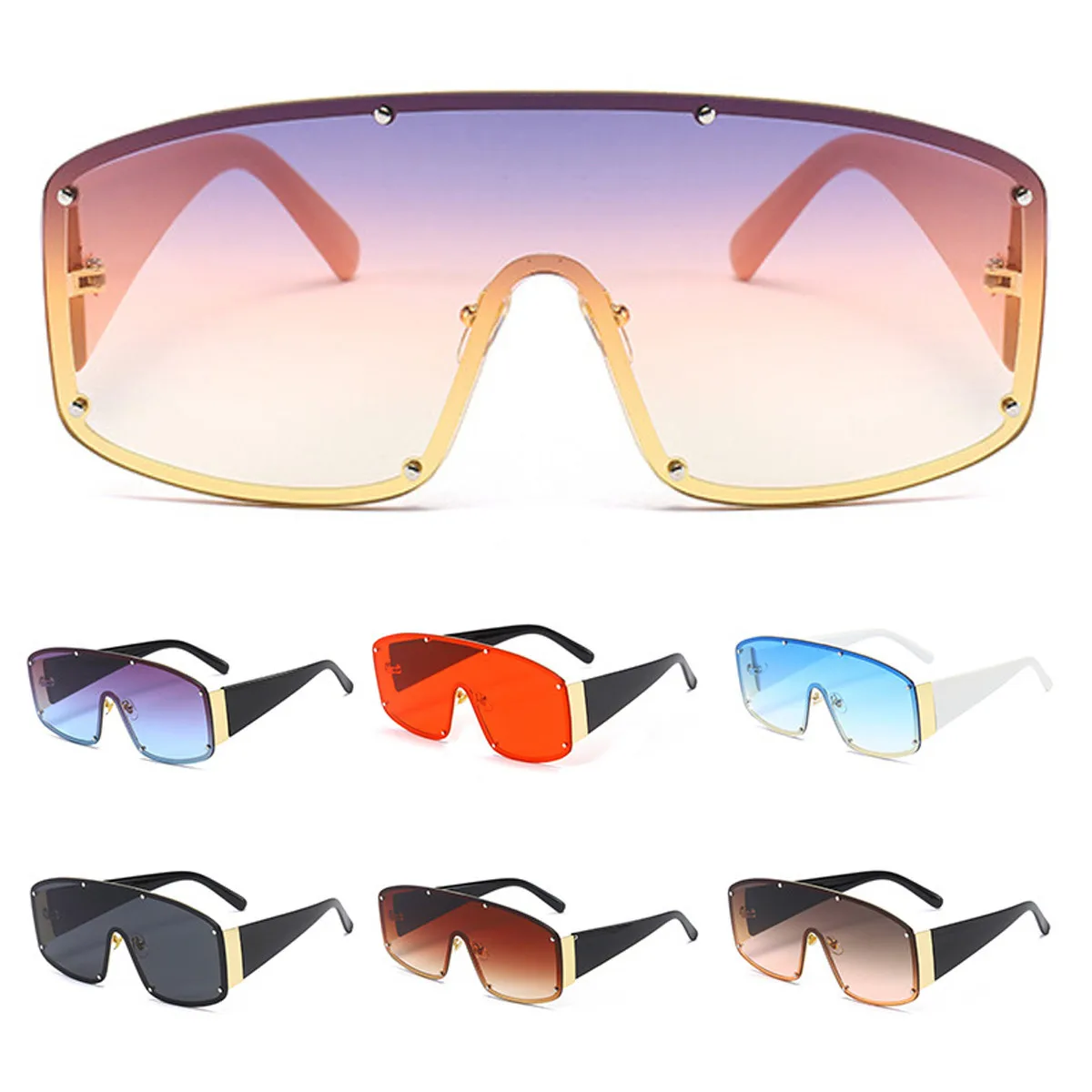 

Fashion Sunglasses for Men Women Oversized Shield Sun Glasses UV400 Protection Vintage Eyewear Retro Sunglass KC881