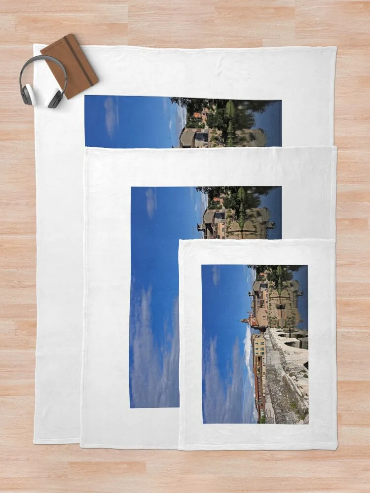 Old town and stone Tiberius bridge in Rimini Italy Throw Blanket Sleeping Bag Retros Giant Sofa Quilt Blankets