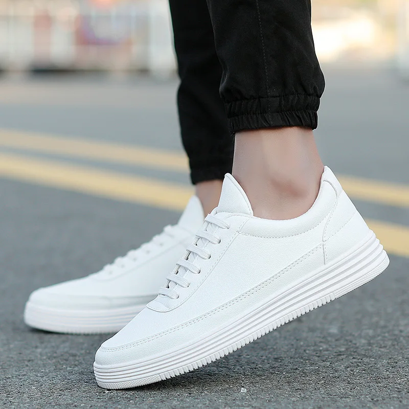 White All-Match Men's Soft-Soled Comfortable Casual White Shoes Solid Color Non-Slip Wear-Resistant Vulcanized Shoes for Men
