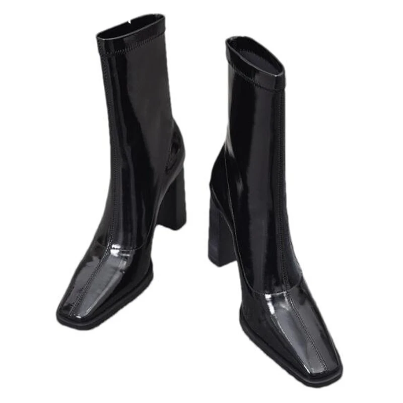 Женские зимние ботильоны кожаные ботинки на высоком каблуке модная пикантная
