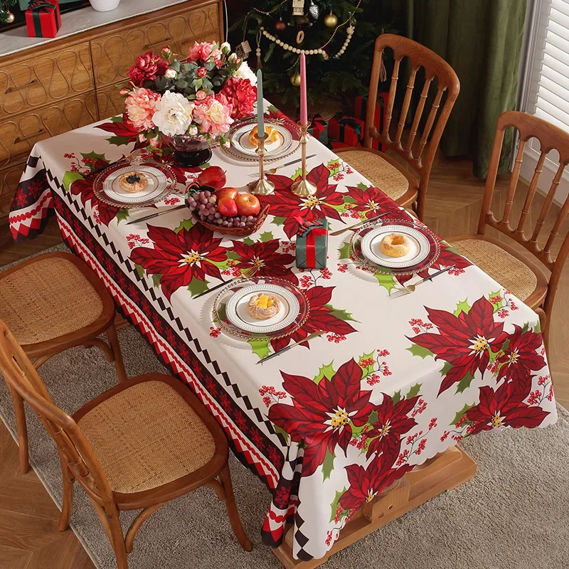 

2023 Christmas Tablecloth Decoration Polyester Rectangle Snowman Tablecloth Waterproof Party Dining Table Navidad Decorations