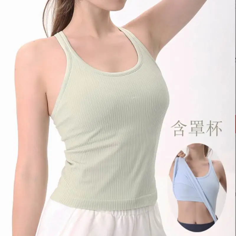 

New Women FLAME Crop Tank Top Bra High Neck Sport Top with Built in Bra Racerback Workout Tanks for Running Yoga Fitness