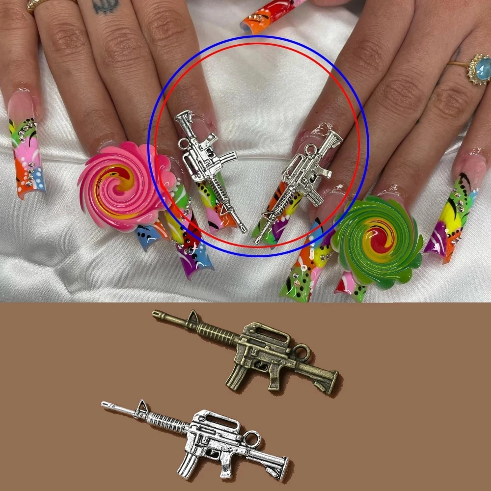 Уникальные 3D пулеметы 10 шт. украшения для ногтевого дизайна - Цена: 218.68