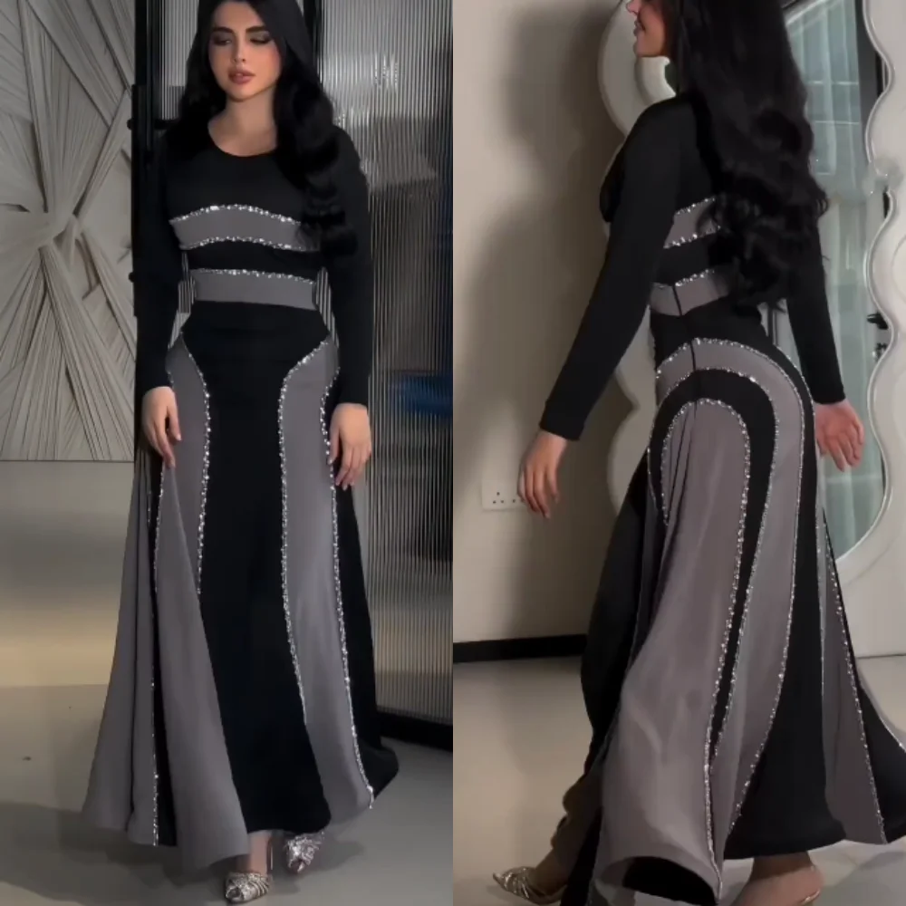 Индивидуальное блестящее изысканное джерси с драпировкой и бисером вечернее