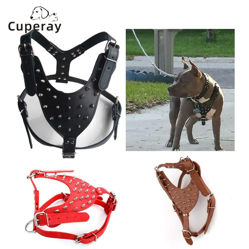 

Spiked Studded Pu Leather Dog Harness, Leather Rivets Spiked Dog Harness Large Dog for Pit Bull,Mastiff, Boxer, Bull Terrier