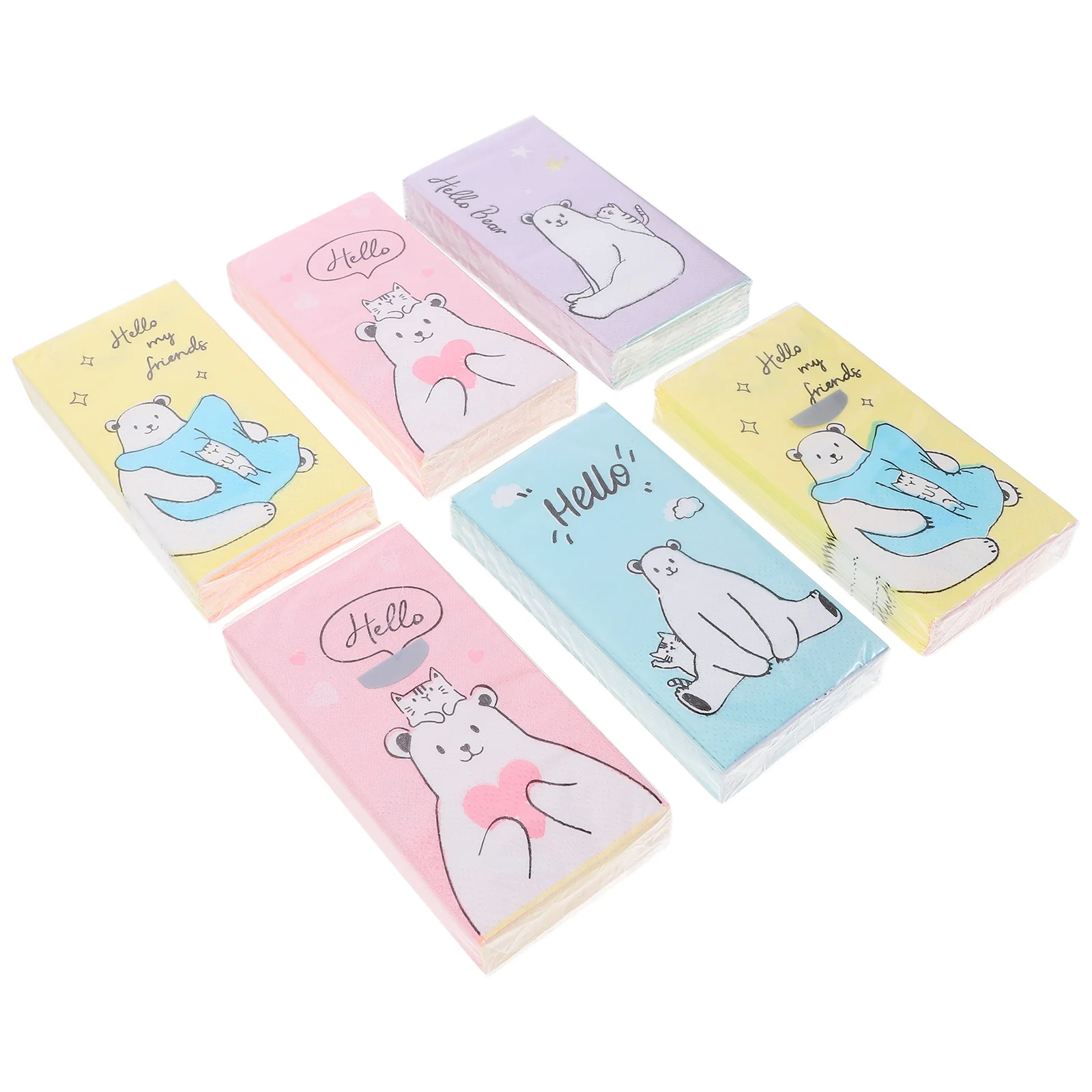 

12 Packs Paper Towels Party Napkins Tissue Adorable Cartoon Portable Printing Virgin Wood Pulp Decorative