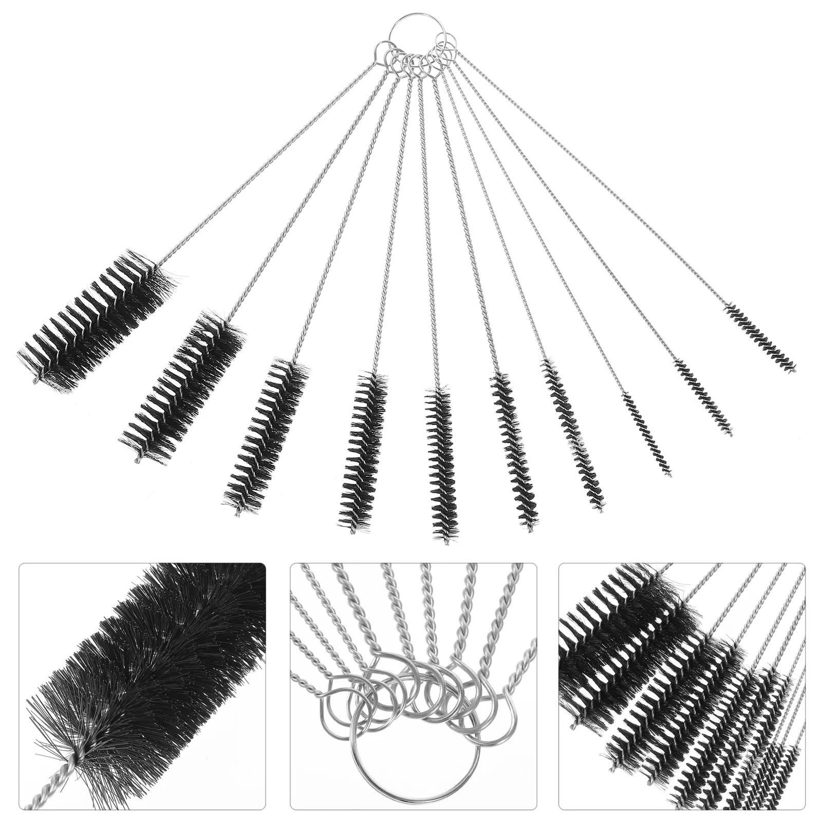 

Pipe Cleaning Brush Set- 10 Different Diameters Nylon Tube Brushes for Drinking Straws Glasses Keyboards Dining room sets