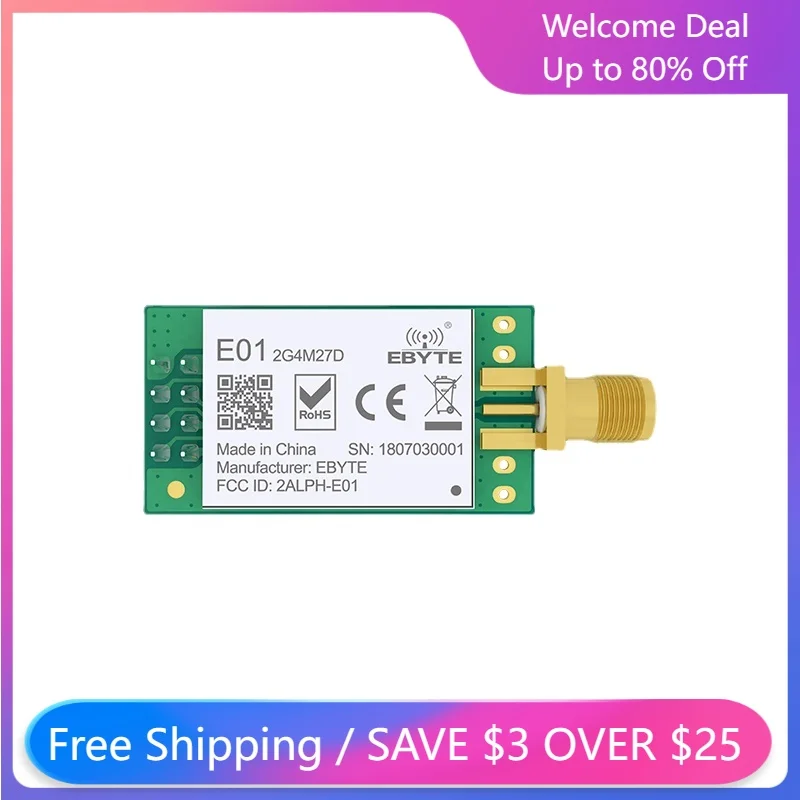 Беспроводной радиочастотный передатчик nRF24L01P с дистанционным управлением, 2,4 ГГц, модуль E01-2G4M27D 27 дБм, 5 км, DIP PA LNA IoT, датчики умного дома, гарнитура